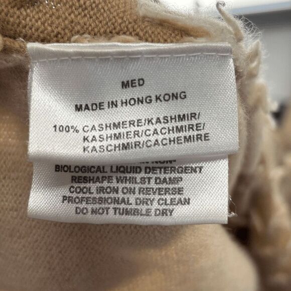 Vintage Jaegar Womens 100% Cashmere Sweater Size Medium Crew Neck Tan Polka Dots - Picture 7 of 7